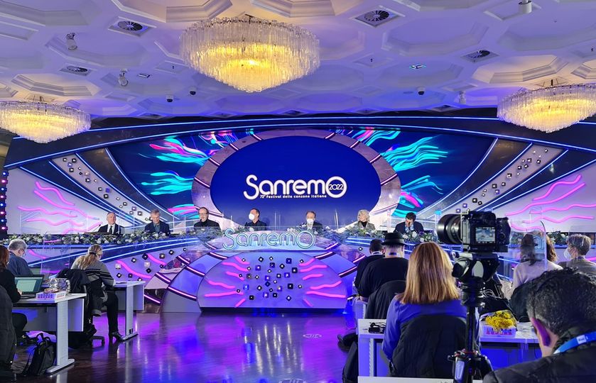La sala stampa di Sanremo 2022